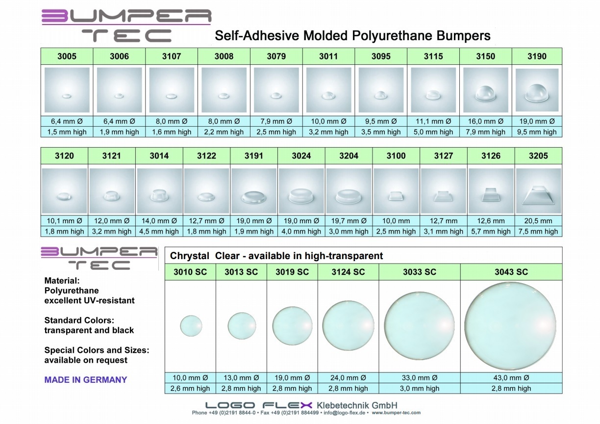 Polyuethane Bumper Rubber Feet Standart colors and sizes